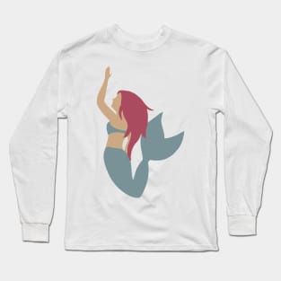 Mermaid with Pink Hair and a Green Tail Long Sleeve T-Shirt